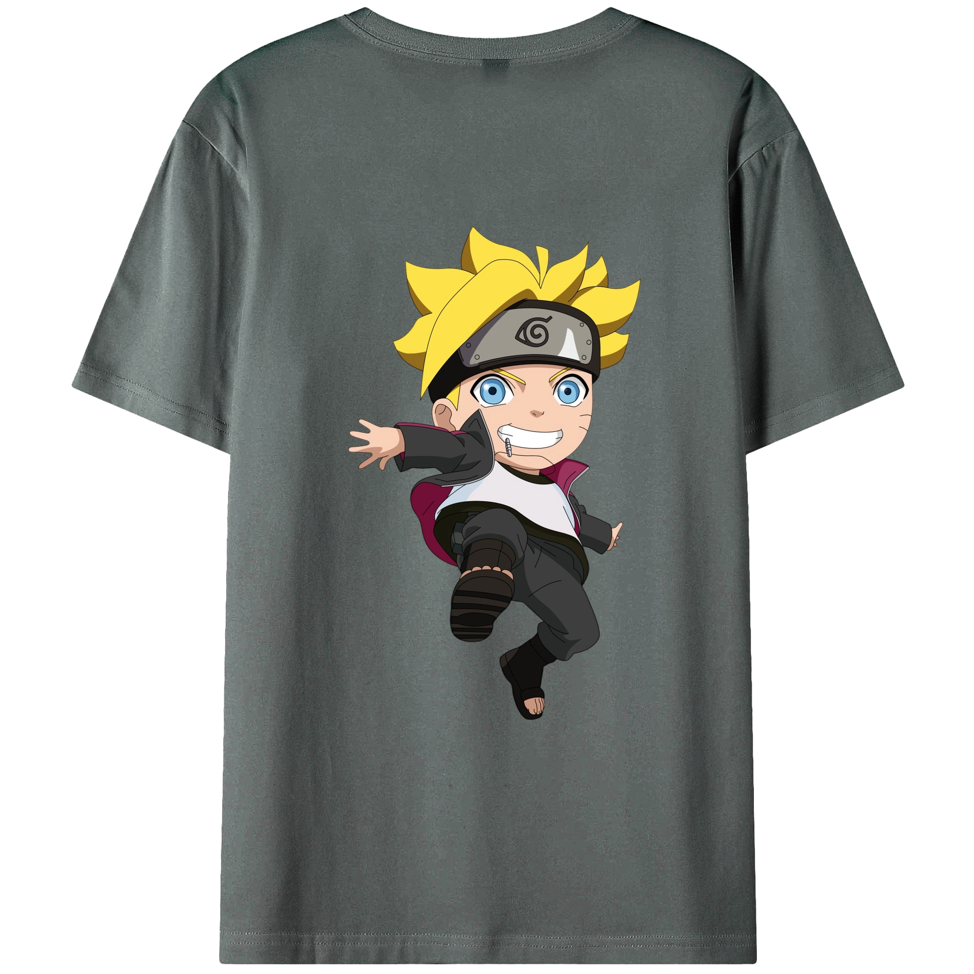（画像用） NARUTO -ナルト- うずまき ボルト Uzumaki Boruto 綿100％ メンズ半袖Tシャツ（バックプリント） 通気性